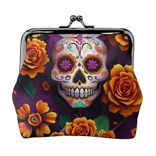 Münzgeldbörse mit floralem Totenkopf-Druck, leicht, exquisit, wasserdicht, kleine Tasche für Münzen, Karten von HTTUP