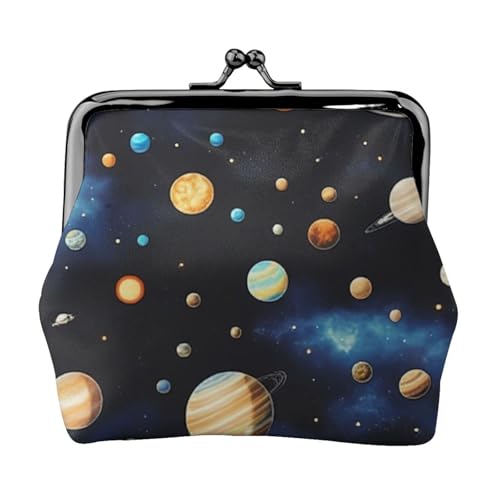 Outer Space Planets Damen-Geldbörse, leicht, exquisit, wasserdicht, kleine Tasche für Münzen, Karten von HTTUP