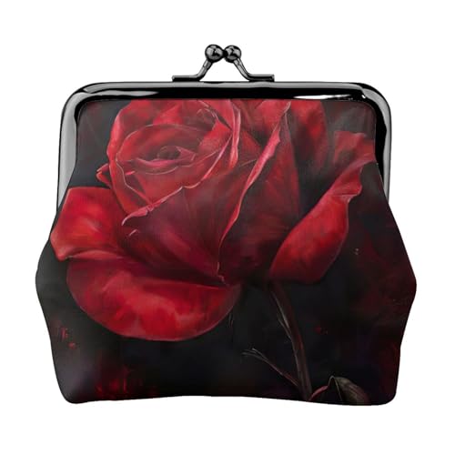 Red Rose Print Damengeldbörse, exquisite wasserdichte kleine Geldbörse für Münzen, Karten von HTTUP