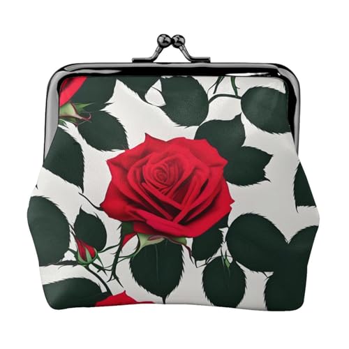 Rustic Red Rose Print Light Wallet Women Exquisite Wasserdichte Kleine Münztasche Kartenbeutel von HTTUP