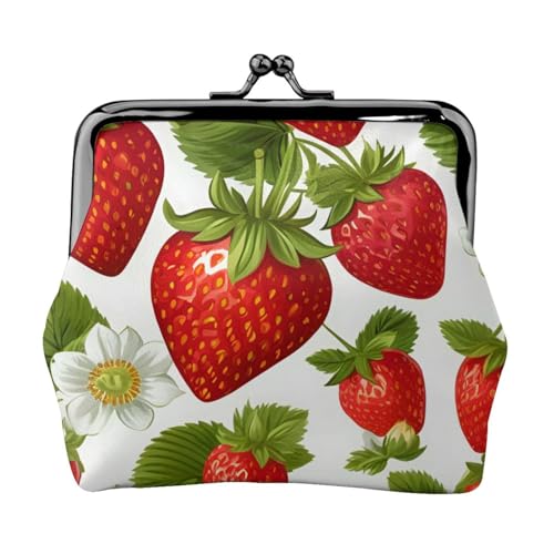Strawberry Clipart Damen-Geldbörse, leicht, exquisit, wasserdicht, kleine Tasche für Münzen, Karten von HTTUP