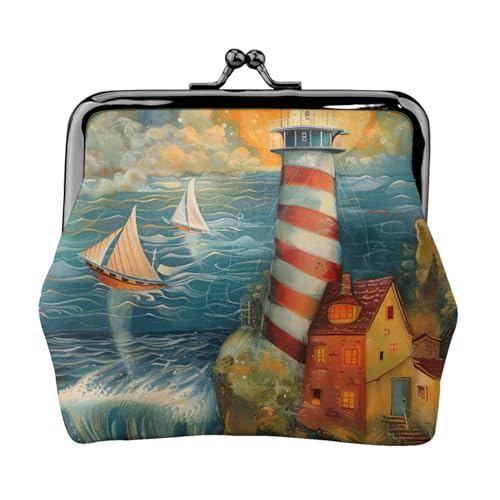 The Seaside Damen-Geldbörse, leicht, mit Leuchtturm-Druck, exquisite kleine wasserdichte Geldbörse für Münzen und Karten von HTTUP