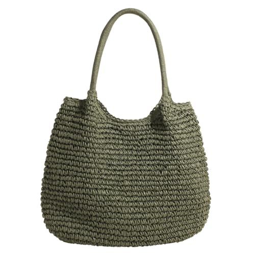 Frauen Vintage Schulter Tasche Große Kapazität Häkeln Strand Handtasche Haspe Verschluss Einfache Weben Handtasche Damen Sommer Täglichen Tasche von HTU