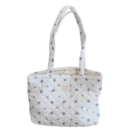 Frauen gesteppte Diamantgitter Handtasche große Kapazität Trendy Tragetasche leichte stilvolle Pendeltasche Baumwolle for Herbst Winter von HTU