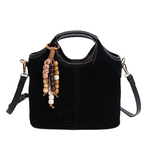 HTU Crossbody Bag große Kapazitätsbeutel mit Anhänger for Frauen Mädchen (schwarz) von HTU