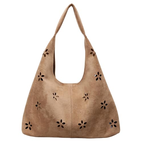 HTU Faux Wildleder -Einkaufstasche for Wildleder -Tasche for Frauen for Schularbeit (Khaki) von HTU