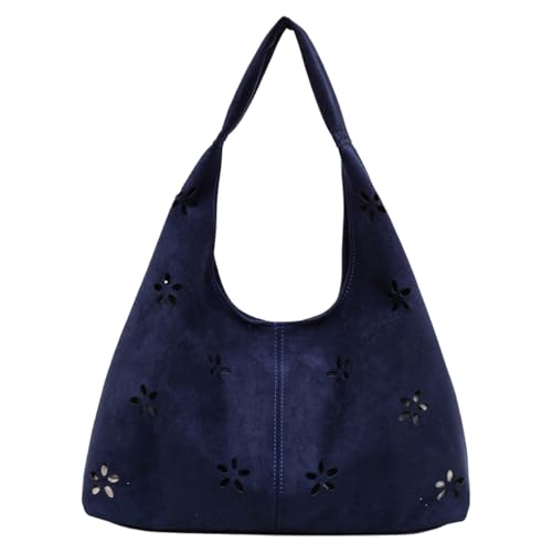 HTU Faux Wildleder -Einkaufstasche for Wildleder -Tasche for Frauen for Schularbeit (blau) von HTU