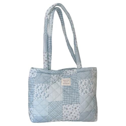 HTU Frauen gesteppte Puffer Einkaufstasche große Kapazität Diamantgitter Handtasche Leichte stilvolle Pendeltasche Baumwolle geschwollene Tasche Handtasche von HTU