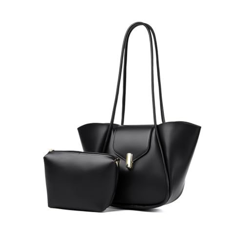 HTU PU Leder einfache Tasche Handtasche for Frauen for Schularbeit (schwarz) von HTU