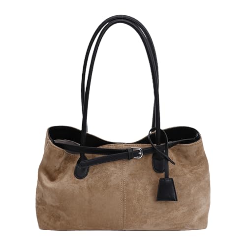 HTU Retro Wildleder -Einkaufsbeutel großer Gürtel -Achselhöhlenbeutel for Frauen täglich (Khaki) von HTU