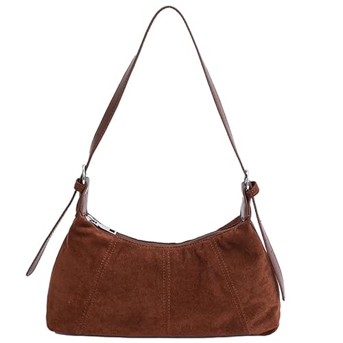 HTU Retro Wildleder Handtasche Geldbeutel for Frauen Arbeit täglich Reisen (hellbraun) von HTU