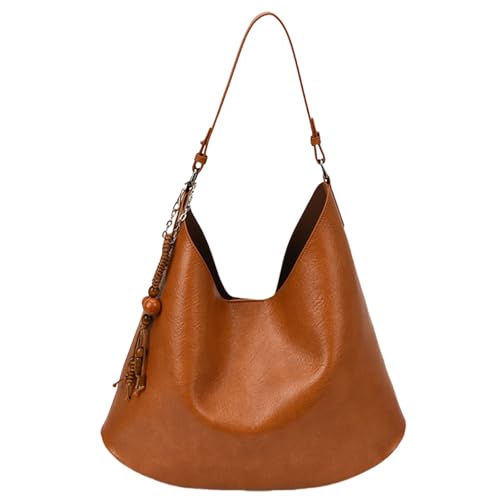 HTU Vintage-Tasche PU Handtasche Top-Griff Slouchy Hobo-Tasche for Frauenarbeit (braun) von HTU