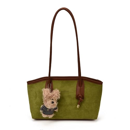 HTU Wildleder-Umhängetasche Oberste Handtasche trendige Schulterhandtaschen for Frauen (grün) von HTU