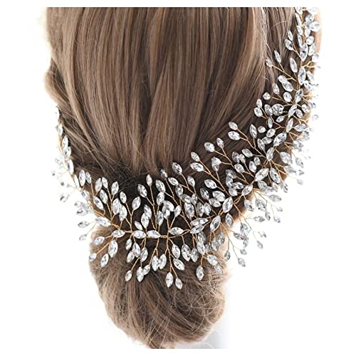 Braut Haarschmuck Braut Haar Kopfschmuck Gold Strass Seite Clip Studio Foto von HTYHZIMS