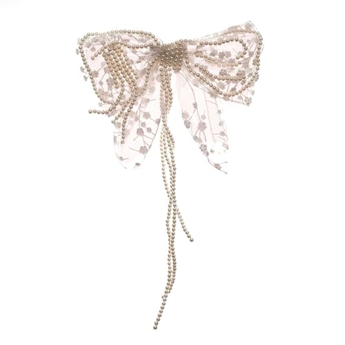 Braut Haarschmuck Braut Kopfschmuck Schleife Haarnadel Perle Quaste Haar Hochzeitskleid Zubehör von HTYHZIMS