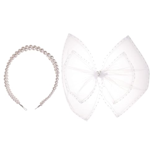 Braut Haarschmuck Braut-Kopfschmuck mit großer Schleife, Perlen-Haarbänder, Hochzeitskleid-Studio von HTYHZIMS