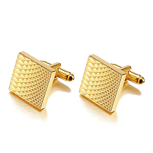 HTYHZIMS Manschettenknöpfe für Herren Manschettenknöpfe Klassiker for Männer Business Wedding Party(Gold_17.2x17.2mm) von HTYHZIMS