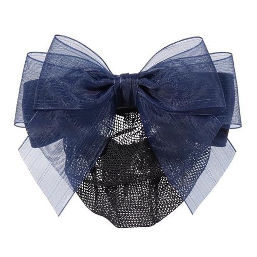Haarnetz mit Schleife Damen Haarnetz Haarspangen Schleifenhaar Frauen Haarschmuck(Blau,Style 1) von HTYHZIMS