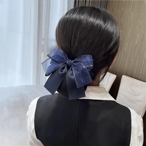 Haarnetz mit Schleife Damen Haarnetz Haarspangen Schleifenhaar Frauen Haarschmuck(Blau,Style 2) von HTYHZIMS
