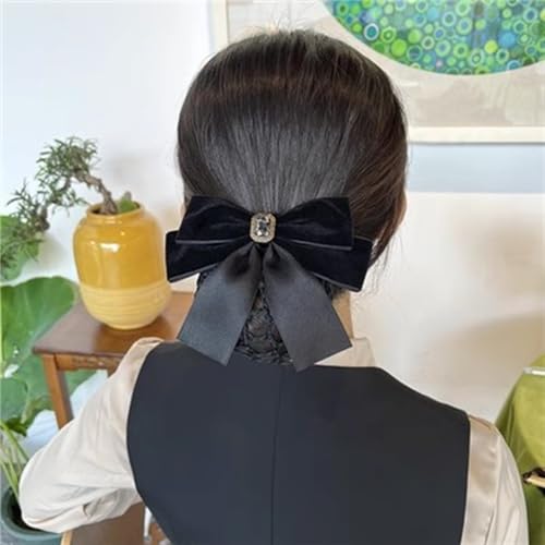 Haarnetz mit Schleife Weibliche Krankenschwester Haarplatte Haarnetz Samt Schleife Haarschmuck Frauen Haarschmuck(Black) von HTYHZIMS