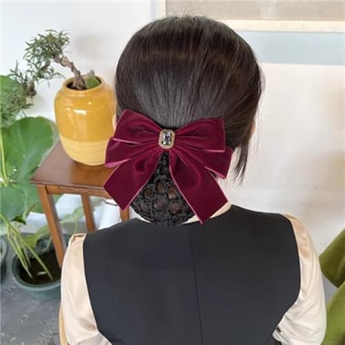 Haarnetz mit Schleife Weibliche Krankenschwester Haarplatte Haarnetz Samt Schleife Haarschmuck Frauen Haarschmuck(rot) von HTYHZIMS