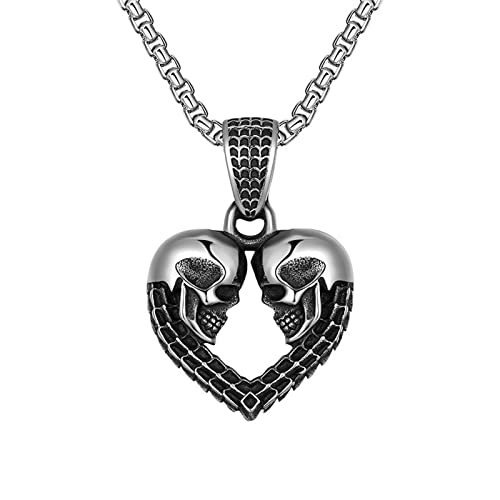 Herren Punk Halskette Titanstahl Doppelschädel langer Halskette Punk Hip Hop Schmuck Schmuck Hip Hop Herren Punk Halskette Titanstahl Doppelschädel langer Halskette Punk Hip Hop Schmuck Schmuck Hip Hop von HTYHZIMS