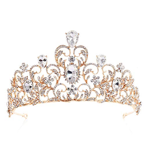 Tiara für Frauen Brautstirnband Prom Königin Pageant Prinzessin Krone Haarschmuck Prinzessin Krone für Geburtstagskrone, Erwachsene(Gold_16x7.3cm) von HTYHZIMS
