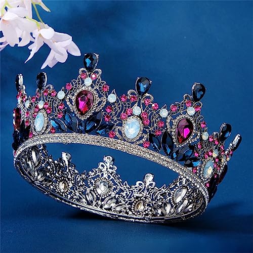 Tiara für Frauen Vintage-Barock-Accessoires for Ball- und Partykleider mit großer Krone für Geburtstagskrone, Erwachsene(C_One size) von HTYHZIMS