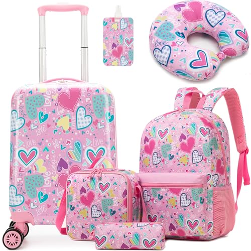 5tlg Kinderkoffer Schulranzen Mädchen, Rollkoffer, Kindergepäck, Kinder Kofferset Handgepäck Reisegepäck Hartschalenkoffer für Mädchen 5tlg Kinderkoffer Schulranzen Mädchen, Rollkoffer, Kindergepäck, Kinder Kofferset Handgepäck Reisegepäck Hartschalenkoffer für Mädchen von HTgroce