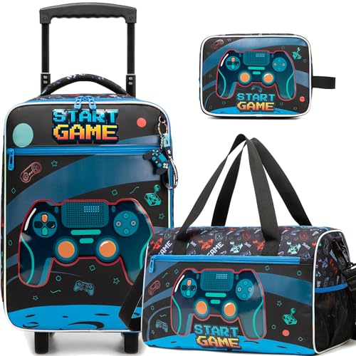 HTgroce 3 teiliges Kinderkoffer, Kindertrolley mit Reisetasche Kinder, Nackenkissen & Gepäckanhänger, Handgepäckkoffer Reisekoffer für Jungen HTgroce 3 teiliges Kinderkoffer, Kindertrolley mit Reisetasche Kinder, Nackenkissen & Gepäckanhänger, Handgepäckkoffer Reisekoffer für Jungen von HTgroce
