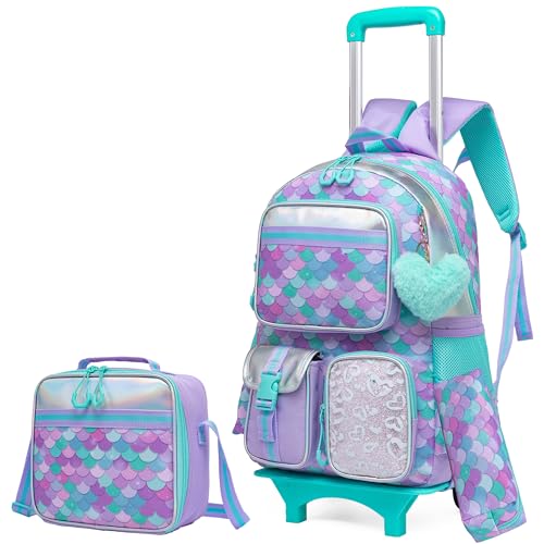 HTgroce 3pcs Kinder Trolley Rucksack Schultasche Schulranzen Mädchen schultrolleys Schulrucksack Reisegepäck School Bag Trolley von HTgroce
