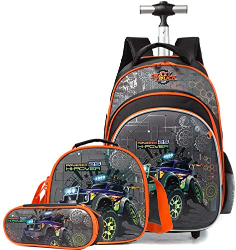 HTgroce Rucksack mit Rollen Schulranzen Rucksack Trolley mit 2 Rollen für Kinder Mädchen Junge,Nylon,Kinder Schultrolley Geeignet für Schule und Reise,Mit Essensbeutel und Federmäppchen. von HTgroce