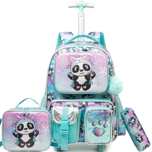 HTgroce Kinder Trolley Rucksack Panda Schultasche Schulranzen Mädchen schultrolleys Schulrucksack Kinderkoffer Rolling Backpack Reisegepäck HTgroce Kinder Trolley Rucksack Panda Schultasche Schulranzen Mädchen schultrolleys Schulrucksack Kinderkoffer Rolling Backpack Reisegepäck von HTgroce