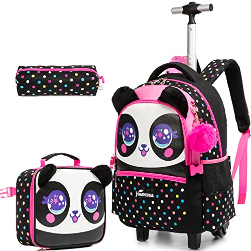 HTgroce Kinder Trolley Rucksack Schulranzen mit Rollen Schultasche für Mädchen Schüler Kindergepäck Reisegepäck Kindertrolley Reisekoffer Schulranzen Trolley Mädchen von HTgroce