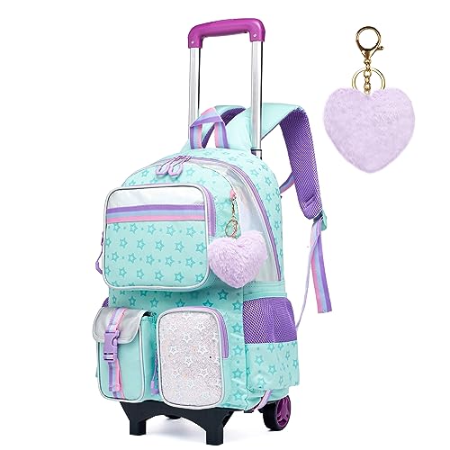 HTgroce Kinder Trolley Rucksack Schultasche Schulranzen Mädchen schultrolleys Schulrucksack Kinderkoffer Rolling Reisegepäck Mehrfachtaschen von HTgroce