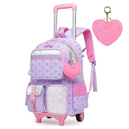HTgroce Kinder Trolley Rucksack Schultasche Schulranzen Mädchen schultrolleys Schulrucksack Kinderkoffer Rolling Reisegepäck Mehrfachtaschen von HTgroce