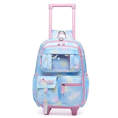 HTgroce Kinder Trolley Rucksack Schultasche Schulranzen Mädchen schultrolleys Schulrucksack Kinderkoffer Rolling Reisegepäck von HTgroce