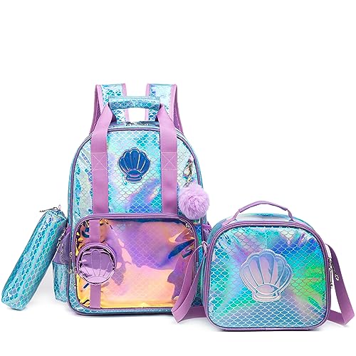 HTgroce Meerjungfrau Rucksack Mädchen Schulrucksack Schulranzen Schultasche Rucksack Freizeitrucksack Backpack für Mädchen Kinder mit der Großen Kapazität 1. klasse von HTgroce