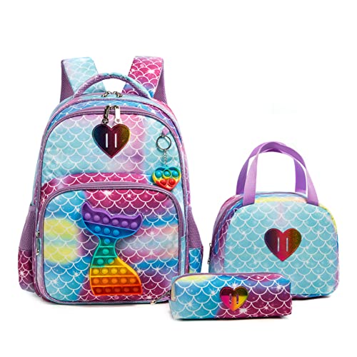 HTgroce Pop it Rucksack für Mädchen Pop Fidget Bag mit Lunch Bag Vorschule Kindergarten Fidget Toys Geschenke für Kinder. von HTgroce