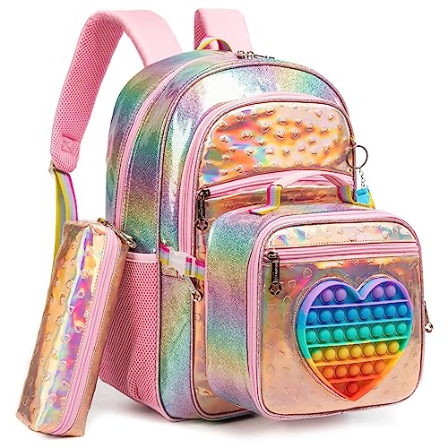 HTgroce Rosa Schulranzen Mädchen Set 3 Pop Push It Schultasche Mädchen 1. klasse rucksack mädchen Bubble Schulranzen von HTgroce