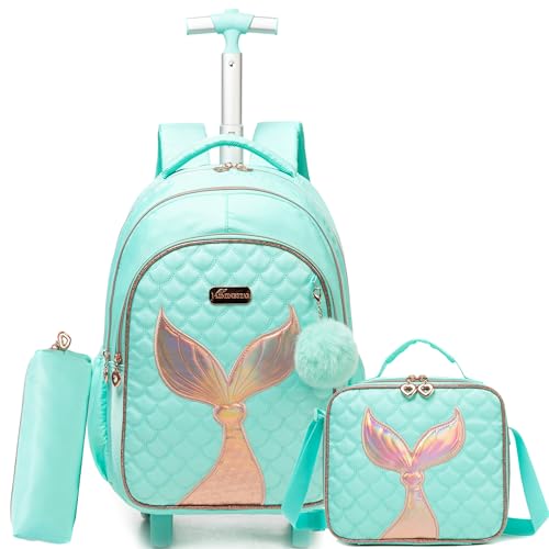 HTgroce Rucksäcke Mädchen Schultaschen Trolley, School Trolley Bag Rucksack mit Lunchtasche Federmäppchen Schultaschen-Sets Rucksack Trolley Mädchen von HTgroce