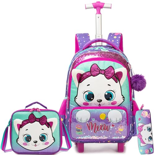 HTgroce Rucksäcke Mädchen schulranzen Trolley, School Trolley Bag Rucksack Schulranzen Trolley 2. klasse von HTgroce