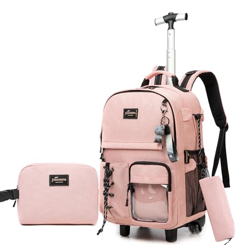 HTgroce Schulranzen Mit Rollen, Schulranzen Trolley Mädchen School Bag Trolley Kinder Trolley Mädchen von HTgroce