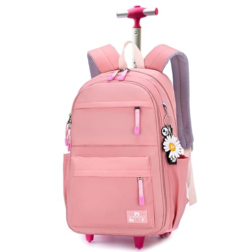 HTgroce Schulranzen Mit Rollen Trolley Schulranzen Rucksack Schulrucksack Trolley Schultrolley Schulranzen Mädchen Groß Trolley Schultasche Rucksack mit Rollen für Mädchens Kinder von HTgroce