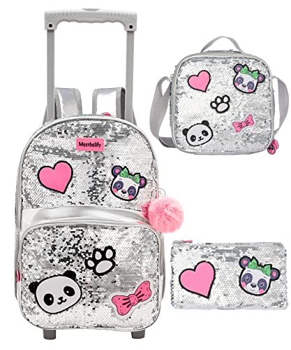 HTgroce Schulranzen mit Rollen für Mädchen, Kinderrucksack mit Rollen 3-in-1Schulrucksack für Mädchen,Schultrolley Rucksäcke Kinder Schulrucksack Schultasche mit Rollen 42X29X20cm,24L. von HTgroce