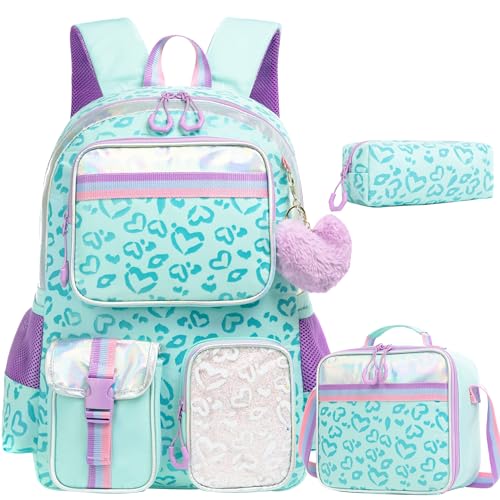 HTgroce Schultaschen Mädchen, School Backpack for Girls, Vorschulrucksack Mädchen Schulrucksack Mädchen Schulranzen 3pc von HTgroce