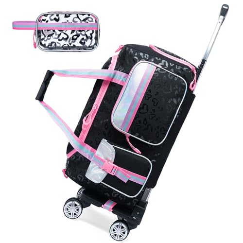 HTgroce Trolley Reisetasche Mit Rollen Abnehmbar Damen Mehrfachtasche Sporttasche Mit Rollen Faltbare Sporttasche Damen Travel Bag Mit Kosmetiktasche Kulturtasche von HTgroce