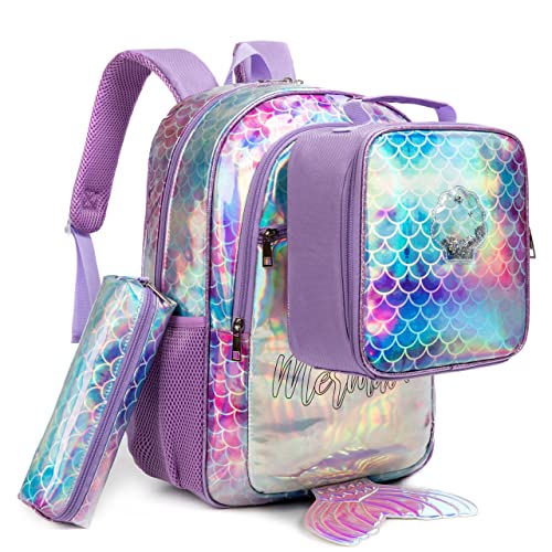 HTgroce schultasche mädchen 1. klasse, rucksack schulrucksack mädchen, vorschulrucksack mädchen kinderrucksack ab 6 jahren mädchen meerjungfrau rucksack mädchen von HTgroce