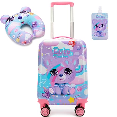 Handgepäck Koffer Trolley Kinder Mini Koffer Mädchen Reisekoffer Handgepäck 4 Rollen Kabinentrolley Mädchen von HTgroce