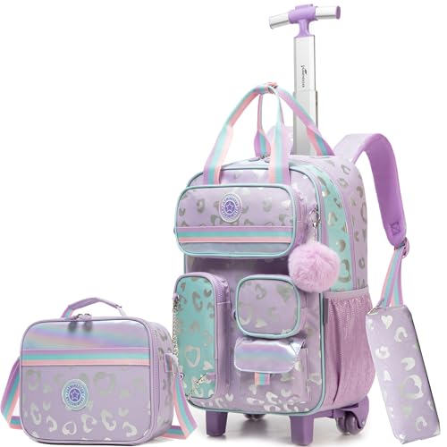 Trolley Rucksack Schulranzen mit Rollen Handgepäck Tasche Koffer Trolley Mädchen Rucksack Kindergepäck mit Rollen Schulranzen für Kinder von HTgroce
